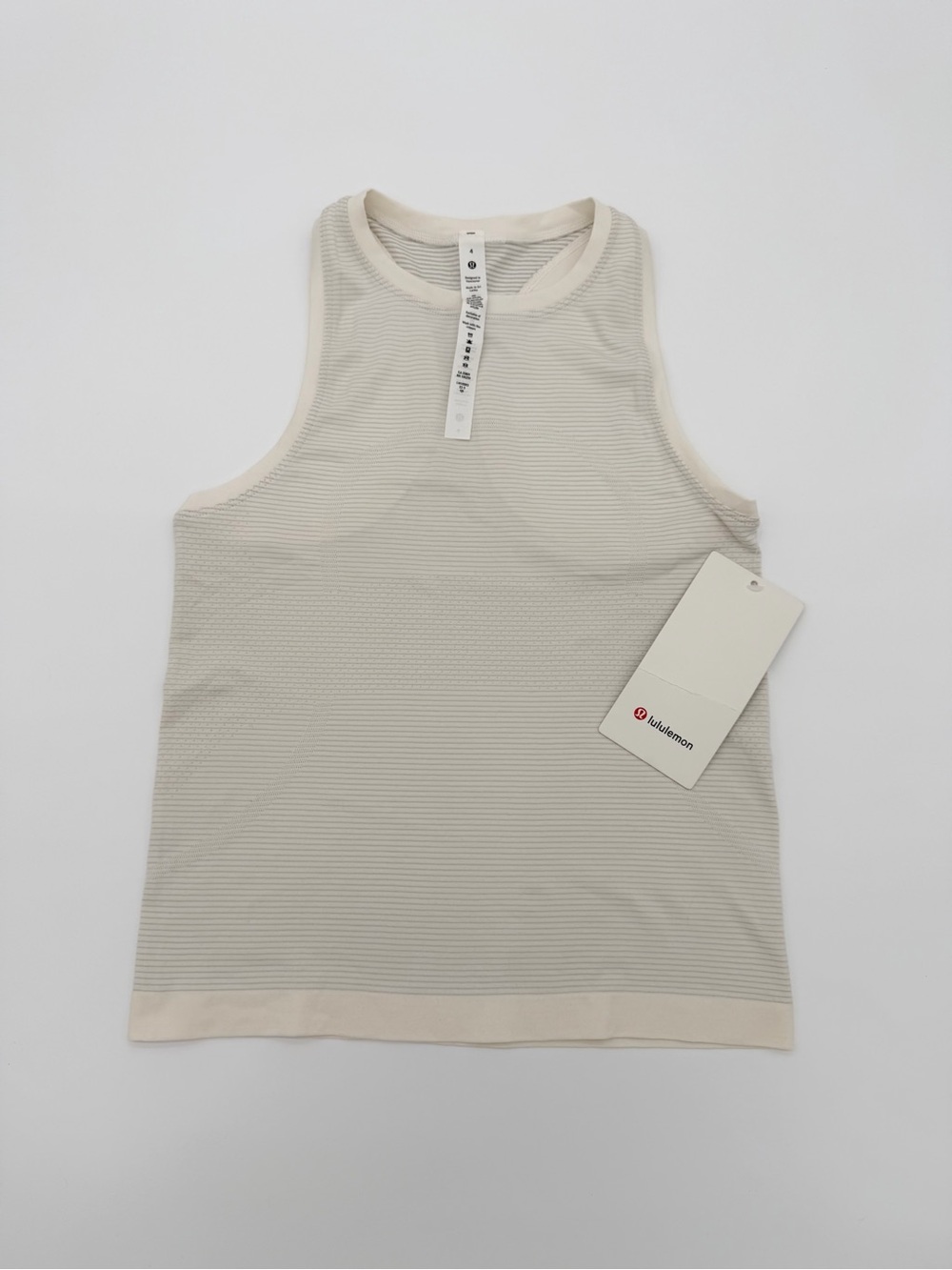 NWT Lululemon Athletica Light Beige Striped Sleeveless Tank Top